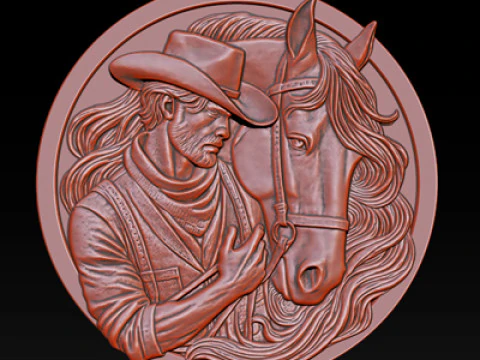 カウボーイレリーフモデル 3Dプリントモデル