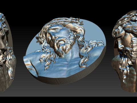 Jesus Face Bas Relief 3Dプリントモデル