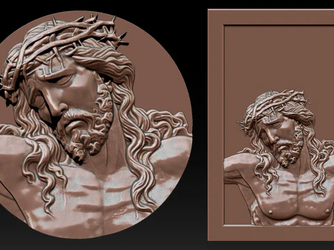 Bas Relief Visage De J&eacute;sus Modèles 3D en vedette