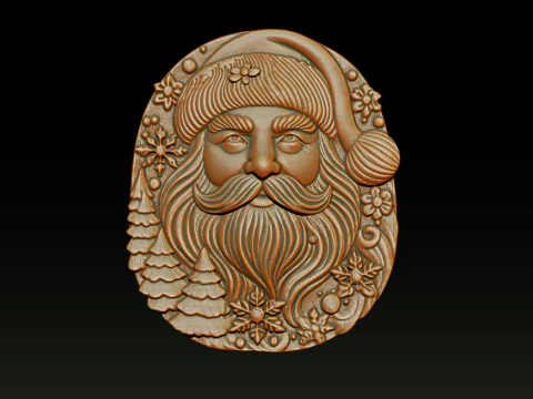 サンタクロースの浅浮き彫り 3Dプリントモデル