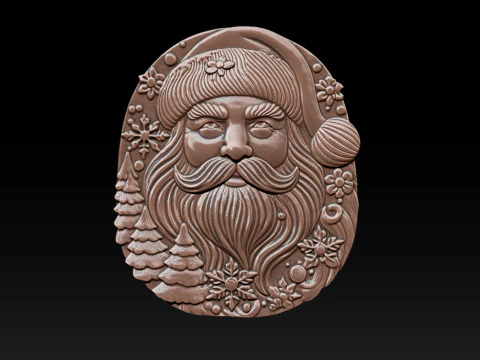 サンタクロースの浅浮き彫り 3Dプリントモデル