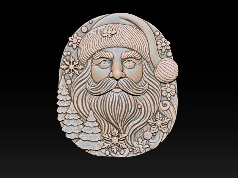 サンタクロースの浅浮き彫り 3Dプリントモデル