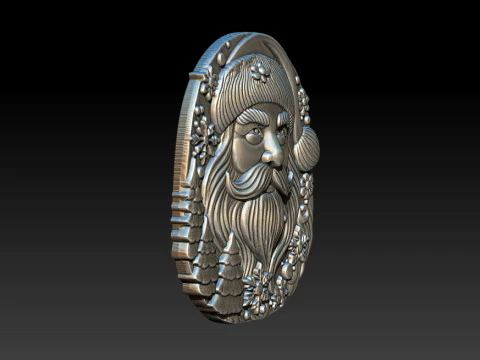 サンタクロースの浅浮き彫り 3Dプリントモデル