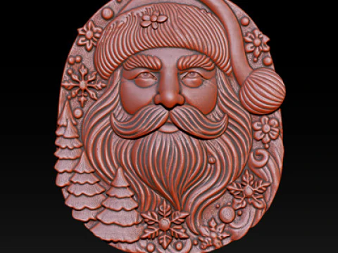 サンタクロースの浅浮き彫り 3Dプリントモデル