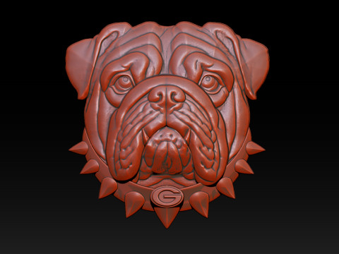 Bull dog portrait relief 3D Baskı Modeli
