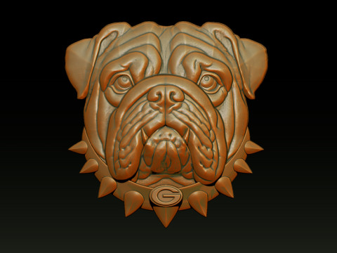 Bull dog portrait relief 3D-printmodel