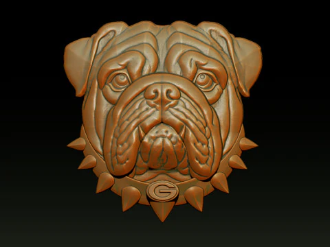 Bull dog portrait relief 3D Print Model