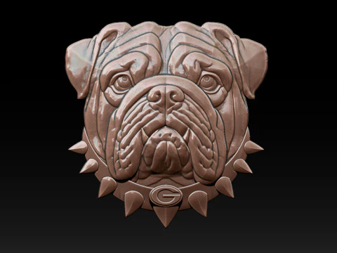 Bull dog portrait relief 3D Print Model