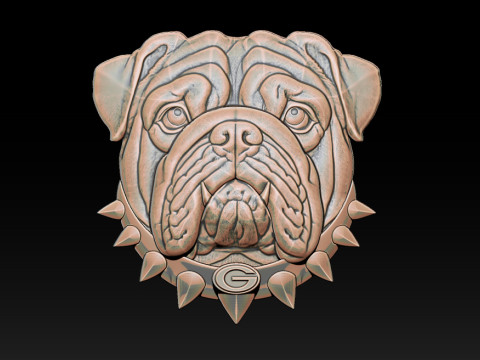 Bull dog portrait relief 3D-printmodel