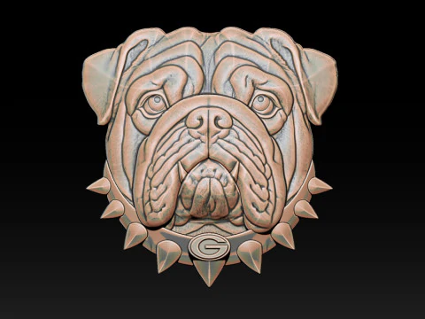 Bull dog portrait relief 3D Print Model