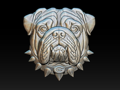 Bull dog portrait relief 3D-printmodel