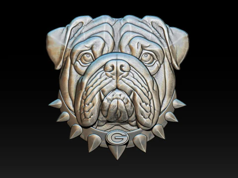 Bull dog portrait relief 3D Print Model