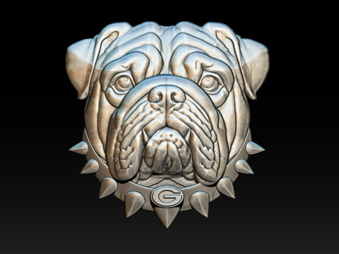 Bull dog portrait relief 3D-printmodel