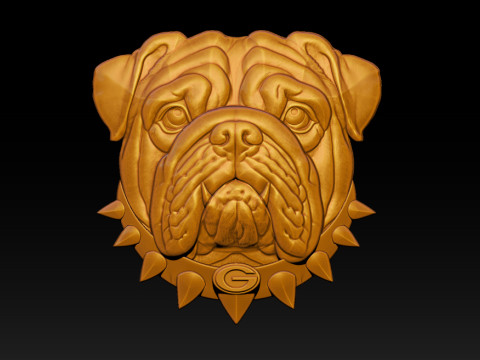 Bull dog portrait relief 3D-printmodel