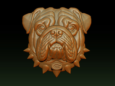 Bull dog portrait relief 3D-printmodel