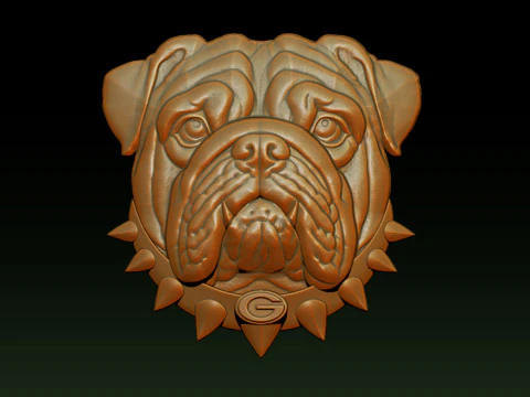 Bull dog portrait relief 3D Print Model