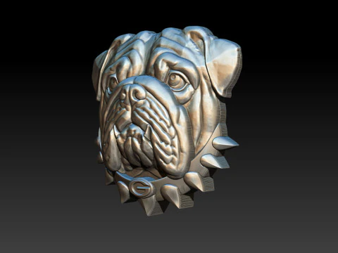 Bull dog portrait relief 3D Print Model