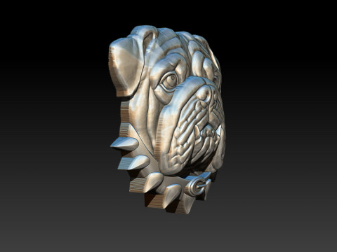 Bull dog portrait relief 3D-printmodel
