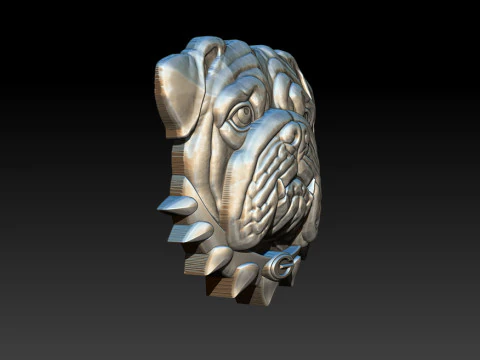 Bull dog portrait relief 3D Print Model