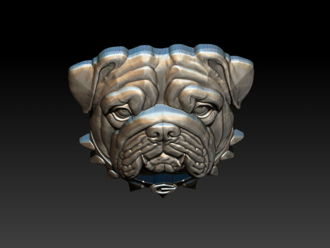 Bull dog portrait relief 3D-printmodel