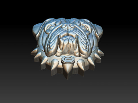 Bull dog portrait relief 3D-printmodel