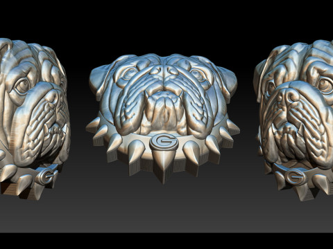 Bull dog portrait relief 3D-printmodel