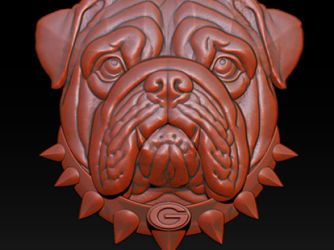 Bull dog portrait relief 3D-printmodel