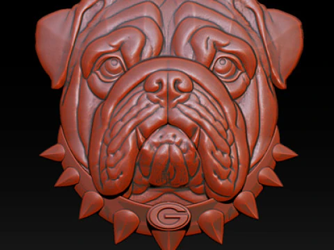 Bull dog portrait relief 3D Print Model