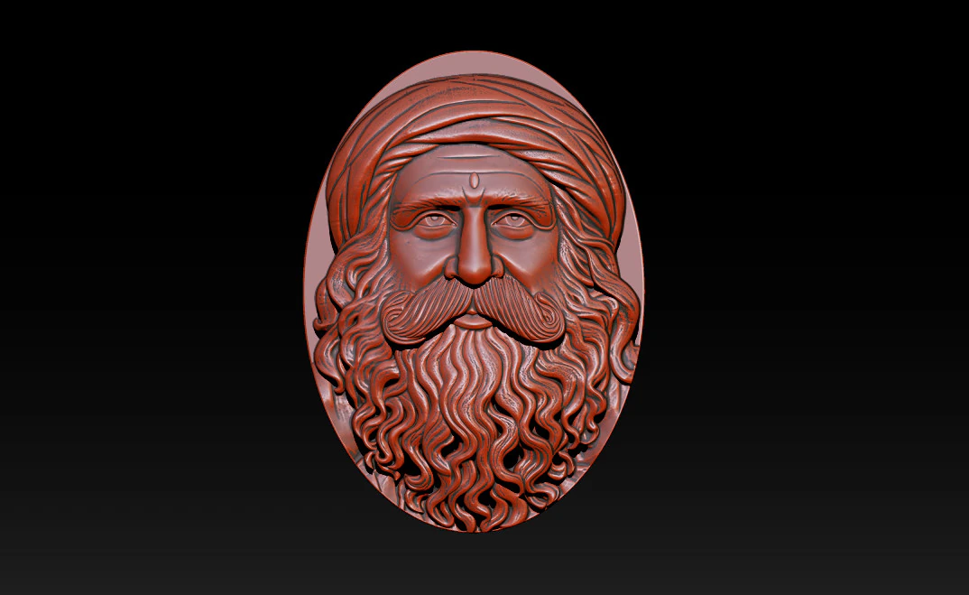 Sadhgurus Portrait Relief Model 3D Print Model .c4d .max .obj .3ds .fbx .stl .blend