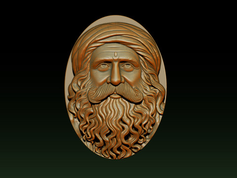 Sadhgurus Portrait Relief Model 3D Print Model