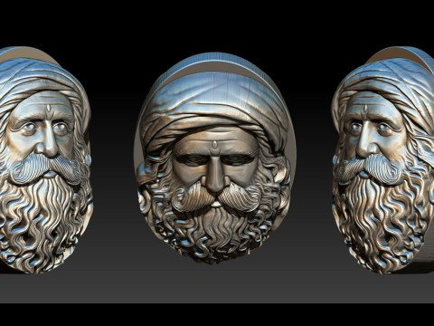 Sadhgurus Portrait Relief Model 3D Print Model