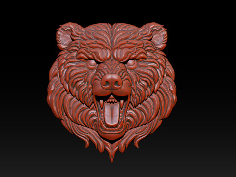 Wild bear head sculpture necklace pendant 3Dプリントモデル