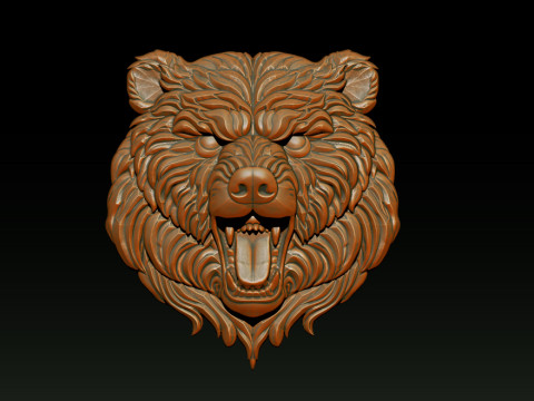 Wild bear head sculpture necklace pendant 3Dプリントモデル