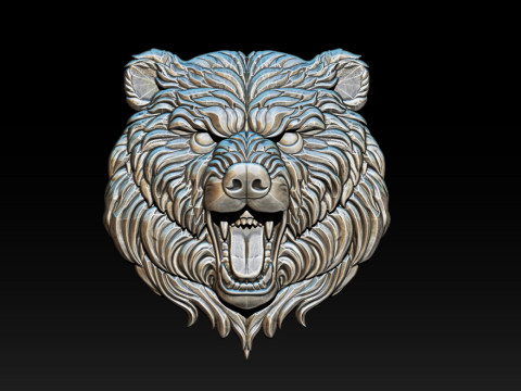 Wild bear head sculpture necklace pendant 3Dプリントモデル