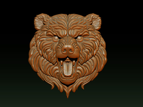 Wild bear head sculpture necklace pendant 3Dプリントモデル
