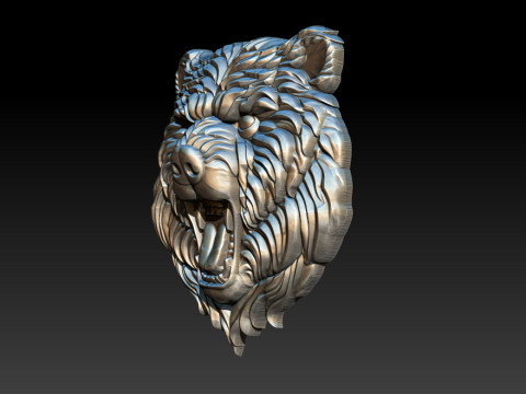Wild bear head sculpture necklace pendant 3Dプリントモデル