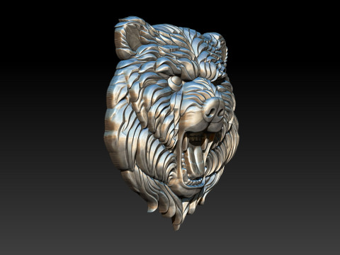 Wild bear head sculpture necklace pendant 3Dプリントモデル