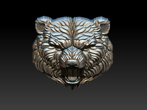 Wild bear head sculpture necklace pendant 3Dプリントモデル