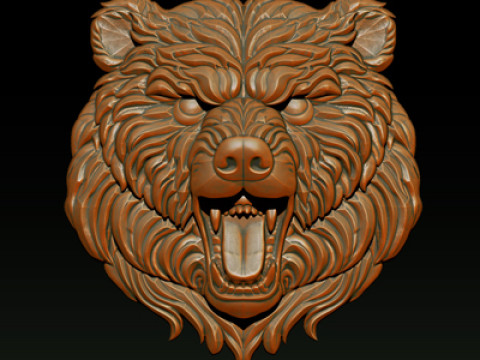 Wild bear head sculpture necklace pendant 3Dプリントモデル