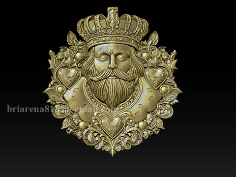 Heart King Playing Card Pendant 3D Print Model