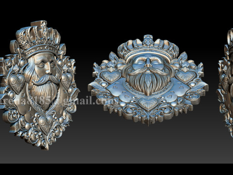 Heart King Playing Card Pendant 3D-printmodel