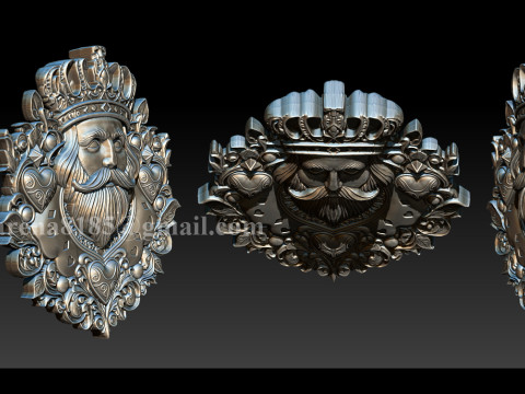 Heart King Playing Card Pendant 3D-printmodel