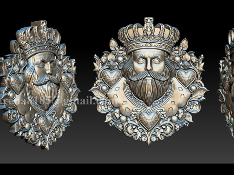 Heart King Playing Card Pendant 3D-printmodel