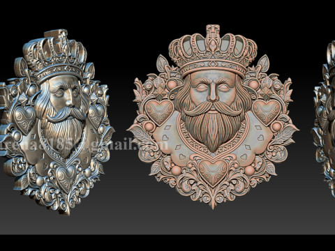 Heart King Playing Card Pendant 3D-printmodel