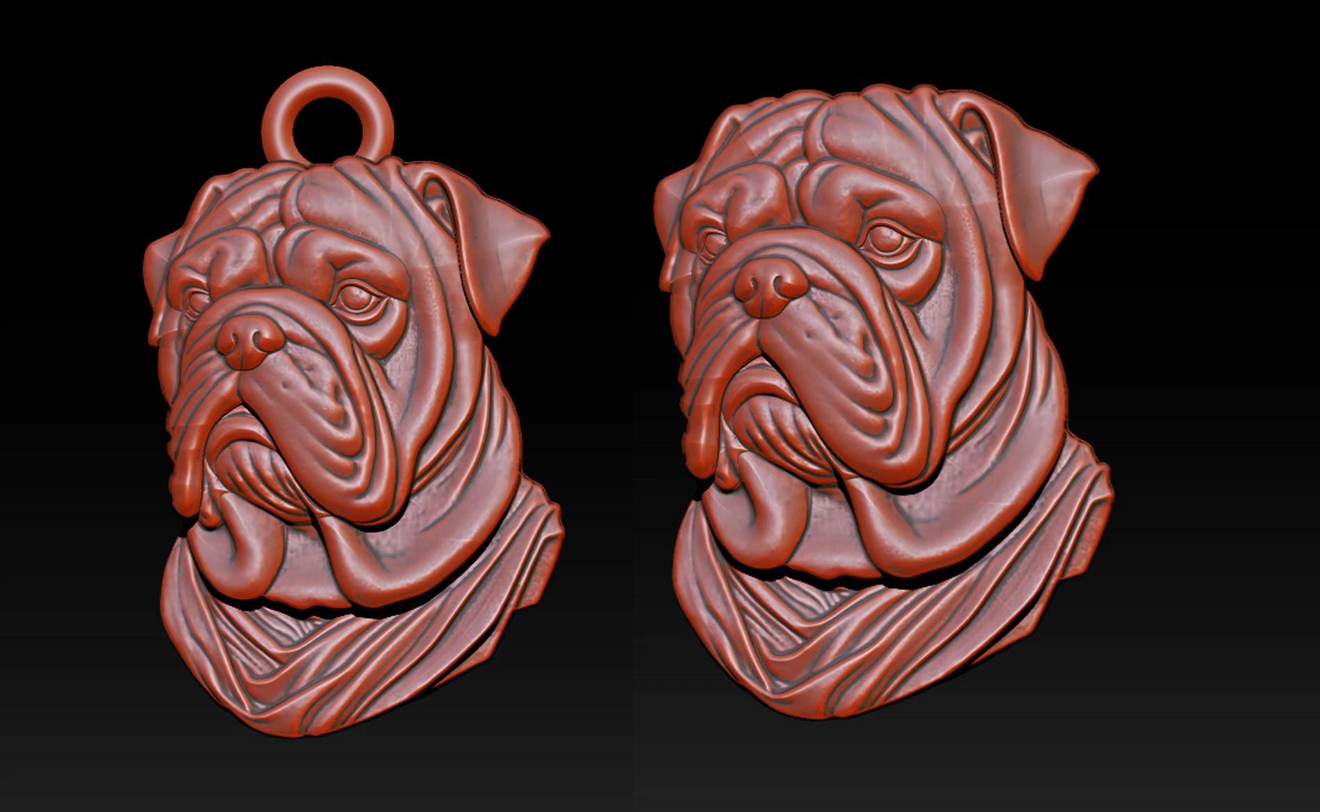 Bull Dog Pendant 3D Print Model .c4d .max .obj .3ds .fbx .stl .blend 