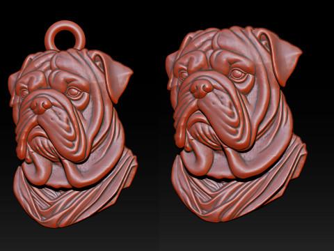 Bull Dog Pendant 3D Print Model