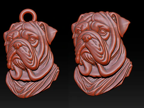 ブルドッグペンダント 3Dプリントモデル