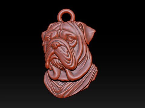 Bull Dog Pendant 3D Print Model