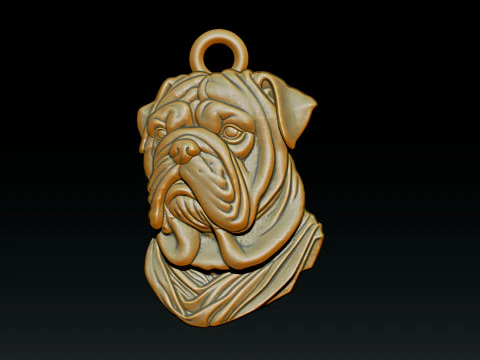 Bull Dog Pendant 3D Print Model