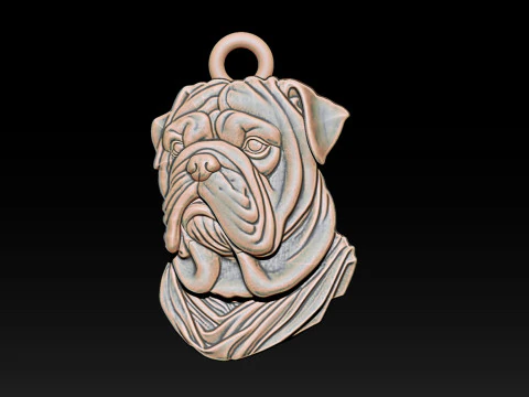 Bull Dog Pendant 3D Print Model